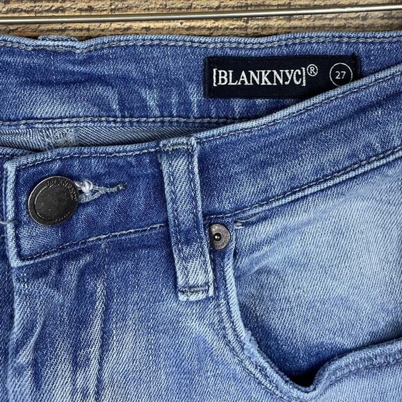 BlankNYC The Great Jones Mid Rise Zipper Trim Skinny Jeans Slumlord Blue Size 27 - Picture 4 of 12
